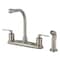 Kingston Brass Centerset Kitchen Faucet with Plastic Sprayer, Brushed Nickel FB758SVLSP - alternate 1